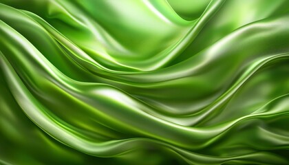 Obraz premium Abstract Green Fabric Waves Flowing Softly