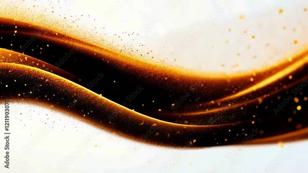 Poster elegant wavy pattern with shimmering gold tones and sparkles for creative projects.