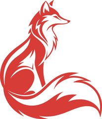 red fox, fox logo silhouette vector line art logo design
