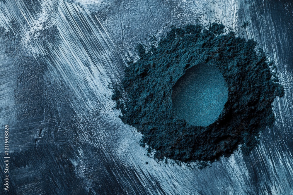 Poster a close-up view of a blue substance on a surface