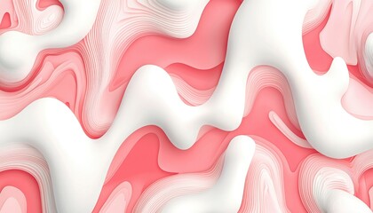 Abstract Pink and White Layered Wave Pattern