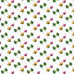 seamless pattern with leaves and flowers
