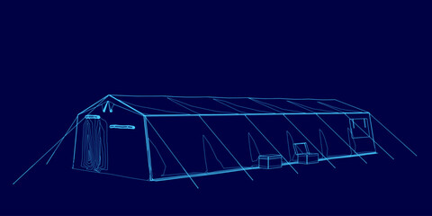 Blue building with a tent on top of it. The building is large and has a lot of space © German Ovchinnikov