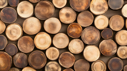 Wooden slices background texture, rustic design, natural material, craft pattern, home decor