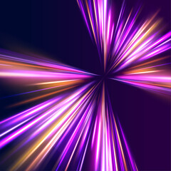 Neon stripes in the form of drill, turns and swirl. Speed of light concept background. Abstract background rotational border lines, png, effect, wave,neon,line.