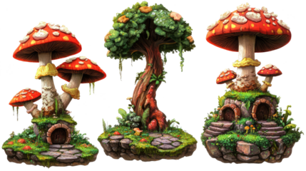 Colorful Psilocybin Mushroom Illustrations on Display Generative AI