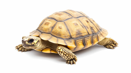 Obraz premium Yellow-footed tortoise on white background, studio shot. Ideal for pet, wildlife, or nature publications