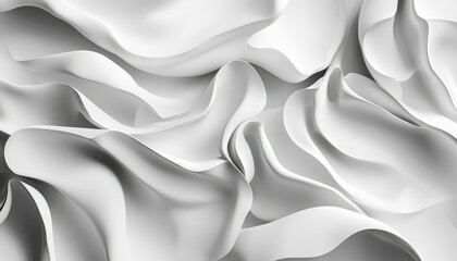 Fototapeta premium Abstract White Draped Fabric Soft Curves