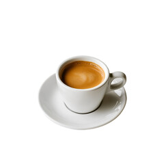 Aromatic espresso in a white cup, perfect for a morning pick-me-up or an afternoon treat.