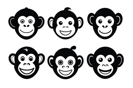set of monke cartoon faces