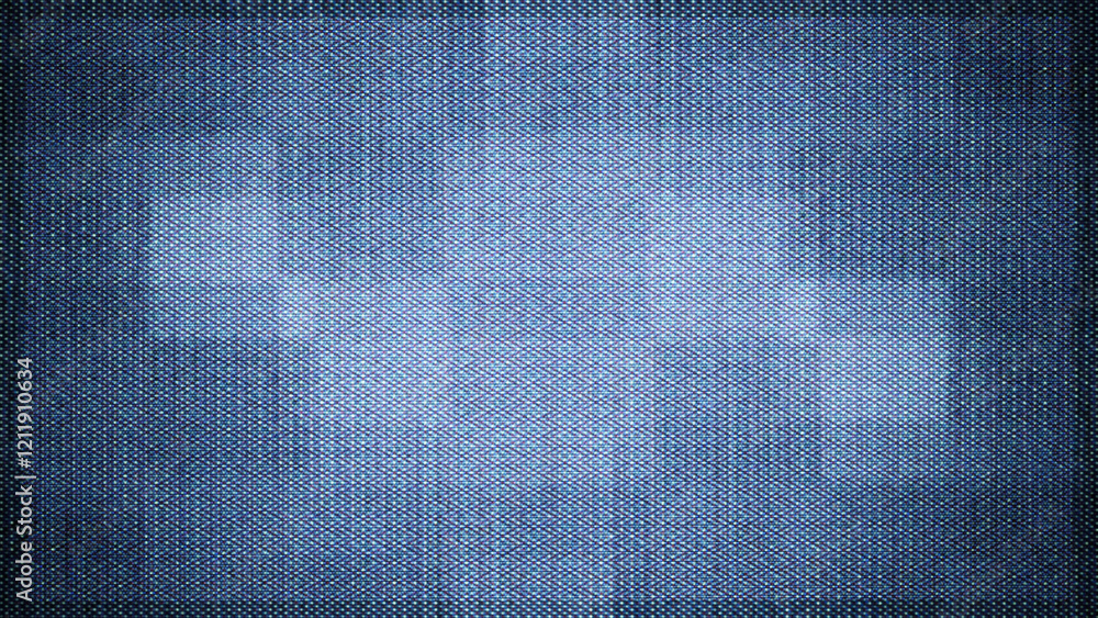 Poster close-up of the screen texture of an old vhs video tape file, with a blue color dot background and a