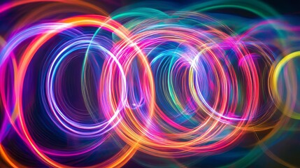 Colorful light circles defocused at night
