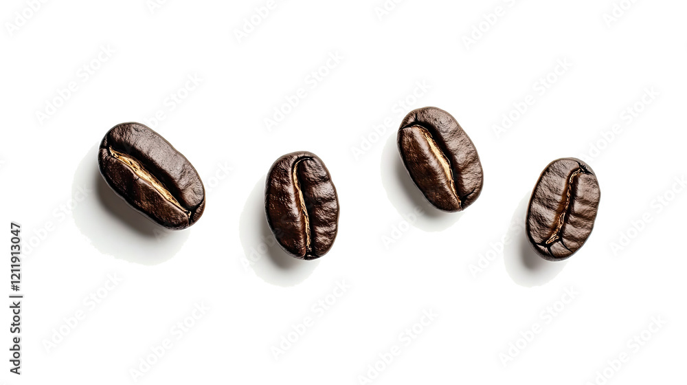 Poster random coffee beans isolated on transparent background generative ai