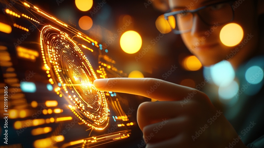 Poster marketing research and consumer concept. futuristic interface interaction with digital display