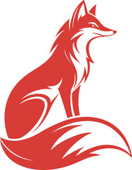 red fox, fox logo silhouette vector line art logo design