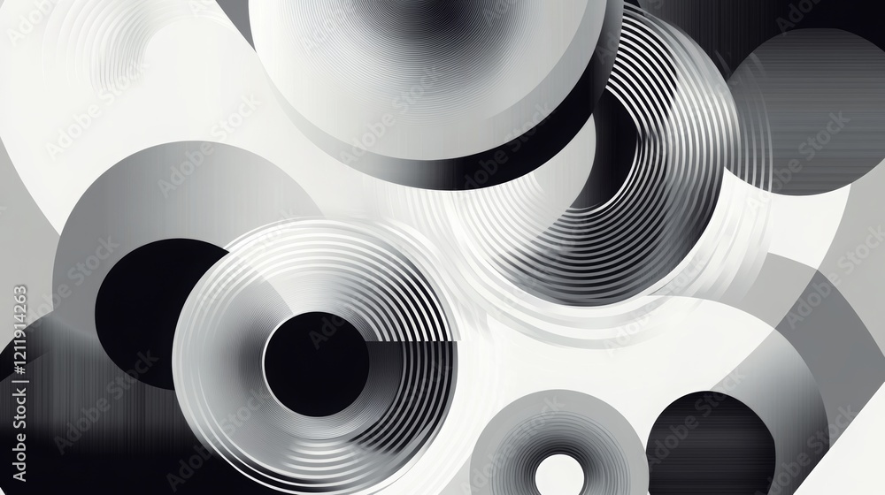 Poster geometric circles in white and gray abstract background. vector.