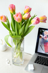 tulips in vase