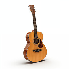 Obraz premium Acoustic Guitar Wooden Six Strings Musical Instrument Studio Shot Isolated on White