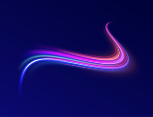 Laser beams luminous abstract sparkling isolated on a transparent background.  Abstract background in blue and purple neon glow colors. Png, lens, light, neon, line, blur, beam, ray.