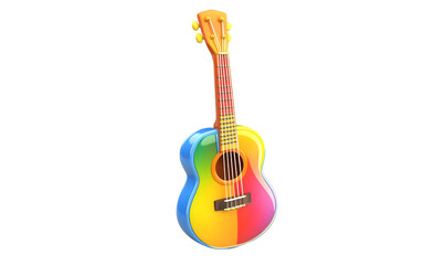 Obraz premium Rainbow guitar, colorful, music, studio, isolated, background, design, illustration
