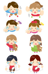 泣いている子供のセット01