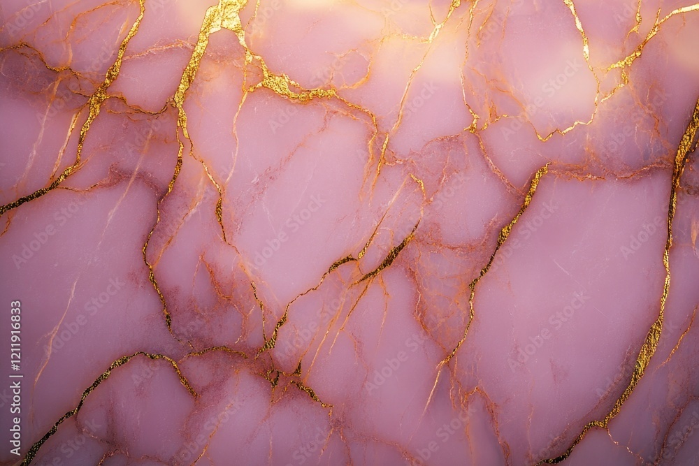 Poster a close-up shot of the smooth pink and gold marble surface with intricate patterns
