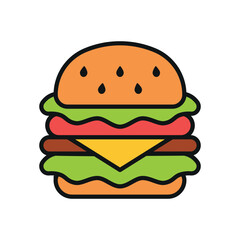Beer drink and hamburger food icon with a crisp and elegant outline characterized by thin strokes and simplicity, offering versatile usage for web, app, or print media embracing minimalist trends
