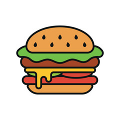 Beer drink and hamburger food icon with a crisp and elegant outline characterized by thin strokes and simplicity, offering versatile usage for web, app, or print media embracing minimalist trends