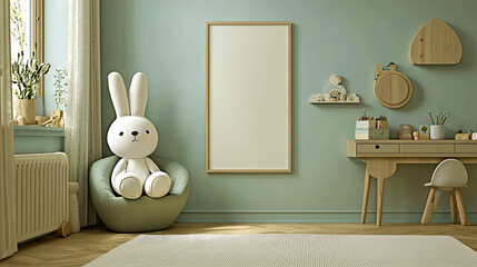 Charming Child's Room Interior Design: Pastel Colors, Wooden Furniture, and Playful Decor