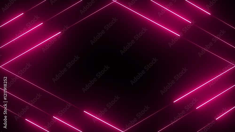 Poster glowing neon lights animation on a dark background. abstraction neon lines moving up screen saver, b