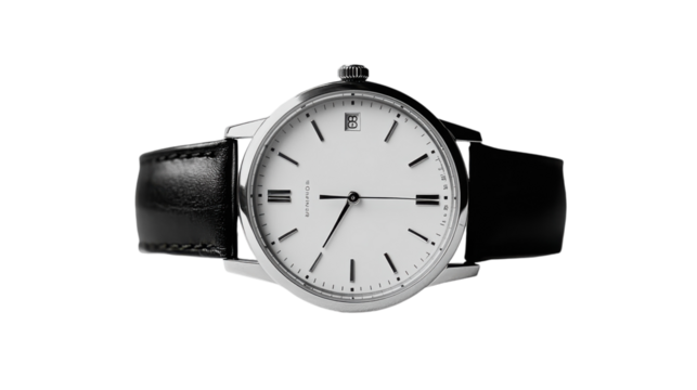 A classic wristwatch with a sleek design, captured in elegant simplicity against a timeless backdrop