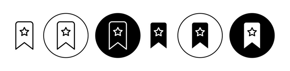 Bookmark star icons set in black and blue colors