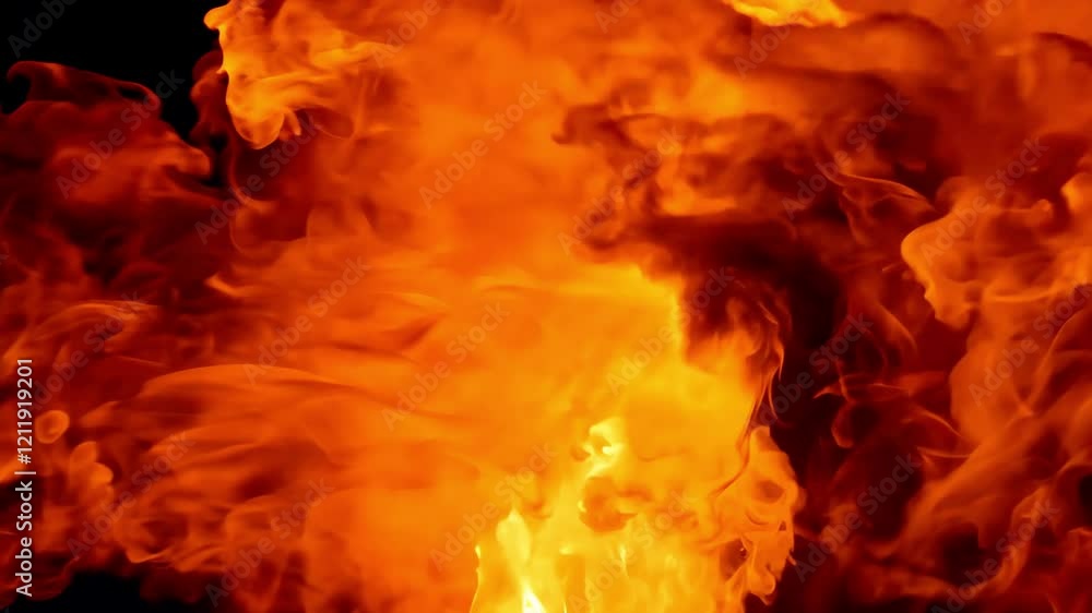 Poster intense flames and smoke showcase dynamic movement and vivid colors, creating an atmosphere of energ
