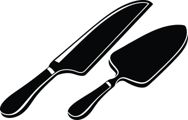 Elegant Black Cake Knife and Server Set for Wedding