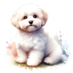 Obraz premium 흰 배경, 말티푸, 수채화. jpeg (white background, Maltipoo, water colour, jpeg) 