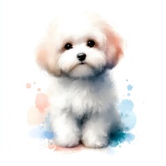 Obraz premium 흰 배경, 말티푸, 수채화. jpeg (white background, Maltipoo, water colour, jpeg) 
