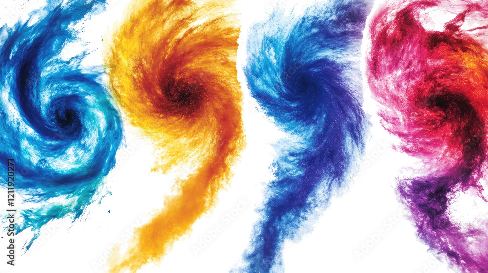 Aufkleber Isolated Realistic Tornadoes on Clear Background Generative AI