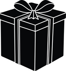 Black Gift Box Silhouette, Present, Ribbon, Bow, Celebration, Surprise, Holiday, Festive, Special Oc