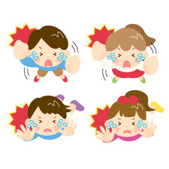 泣いている子供のセット02