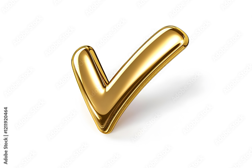 Poster 3d golden check mark sign isolated on white background