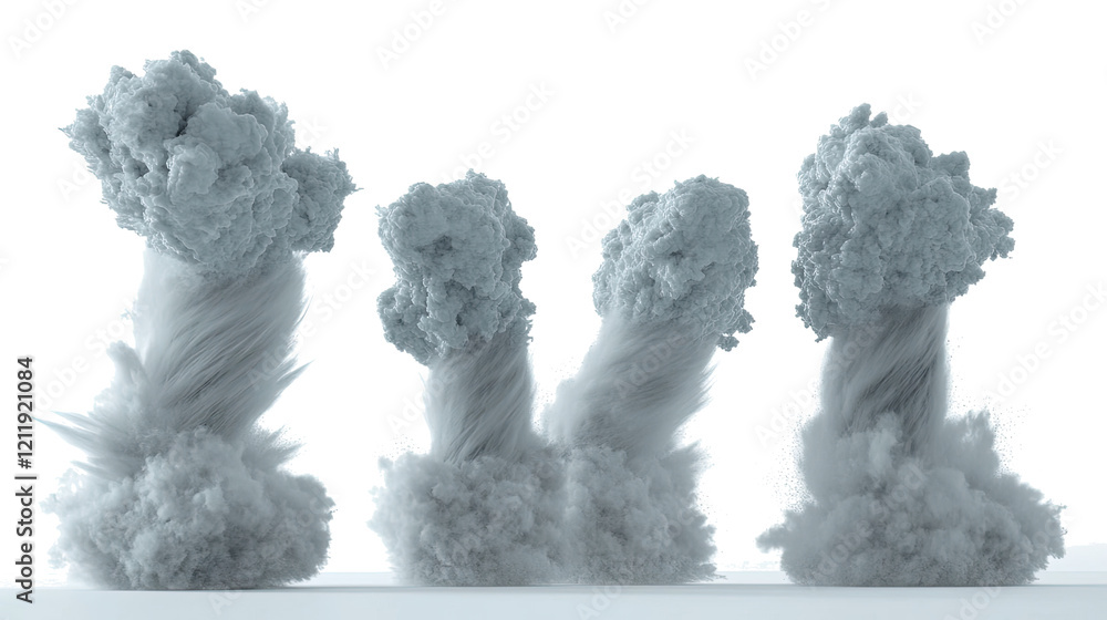 Aufkleber realistic tornadoes displayed in a set of objects generative ai