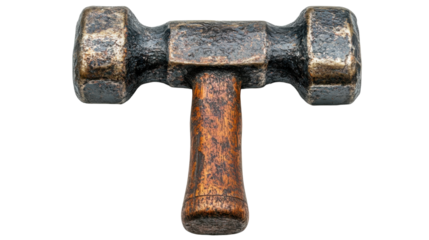 An antique dumbbell showcasing rustic charm and vintage craftsmanship in a serene setting