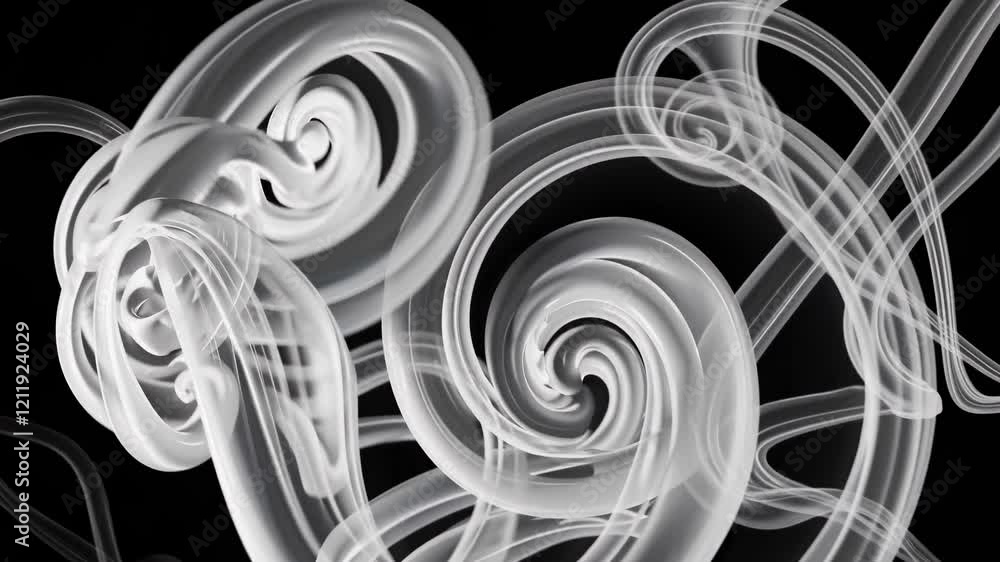Aufkleber dynamic movement of curling smoke captured in high contrast on dark background