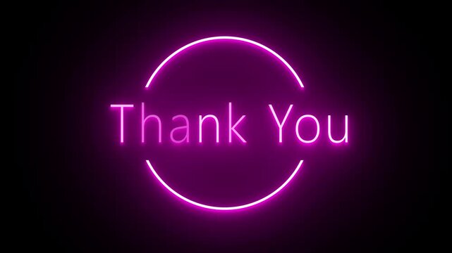 Neon thank you glowing text effect, editable neon light text style isolated on black background