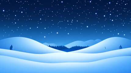 Fototapeta premium Snowy hills under starry night sky create serene scene