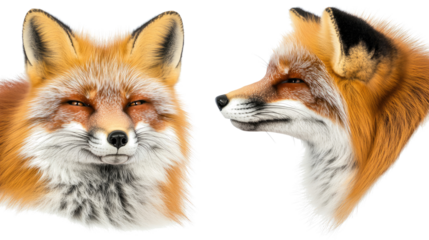 Red Foxes Illustrated on Transparent Background Generative AI