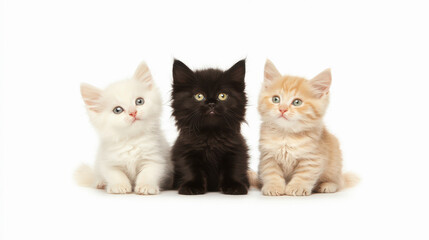 Obraz premium Three kittens on white background