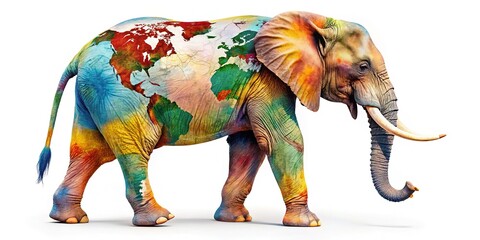 Obraz premium Long Exposure Elephant World Map Skin - Unique Artistic Animal Stock Photo