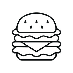 Beer drink and hamburger food icon with a crisp and elegant outline characterized by thin strokes and simplicity, offering versatile usage for web, app, or print media embracing minimalist trends