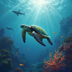 Sea Turtle's Voyage Through Oceans